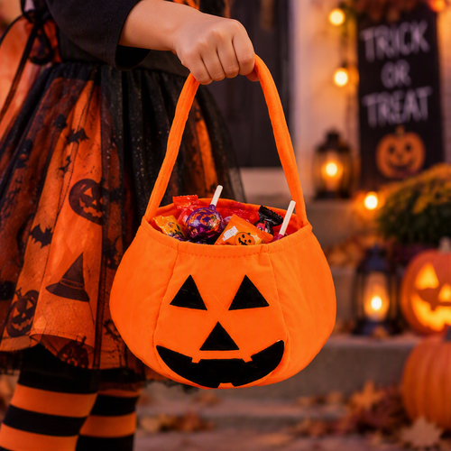 Bolsa de Dulces de Cabeza de Calabaza de Halloween