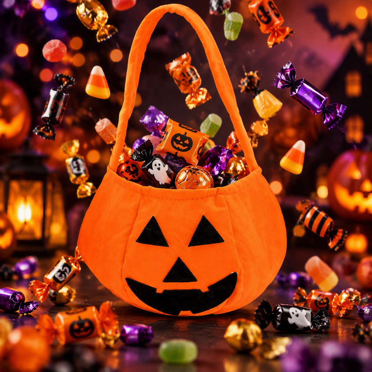 Bolsa de Dulces de Cabeza de Calabaza de Halloween
