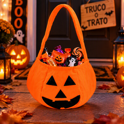 Bolsa de Dulces de Cabeza de Calabaza de Halloween
